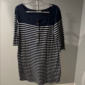Navy and White Striped Women's Dress